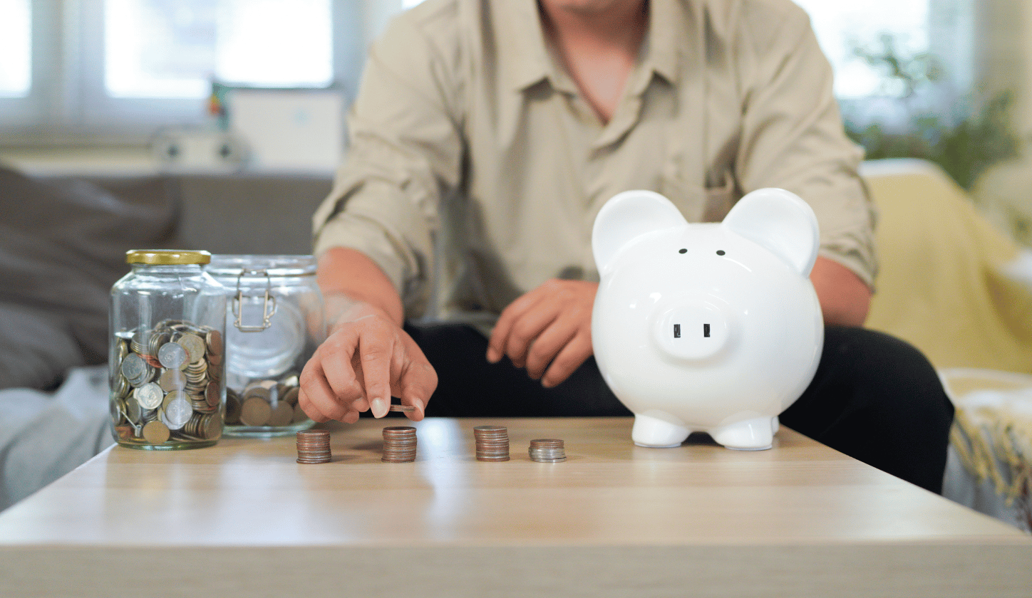 person counting spare change