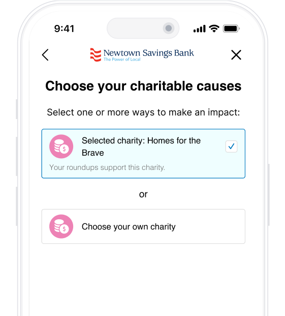 Selecting a non-profit of your choice within Online Banking
